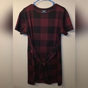 Steve Madden Burgundy and Black Checkered Dress